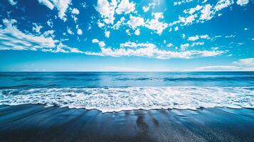 ai gerado lindo seascape. azul mar e céu com nuvens foto