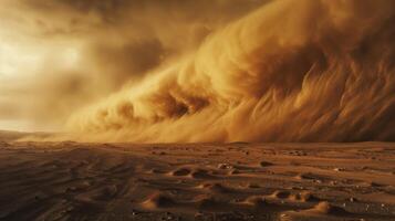 ai gerado deserto panorama com uma tempestade de areia. generativo ai foto
