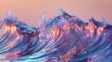 ai gerado holográfico água onda conceito arte fundo. generativo ai foto