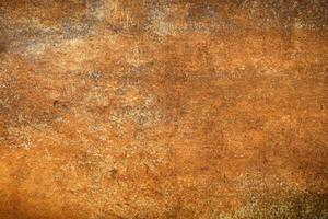 steampunk estética, desgastado oxidado metal superfície com laranja tons, apresentando parafusos e arranhões para uma distintivo papel de parede foto