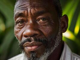 ai gerado fechar-se retrato do a homem a partir de Jamaica foto