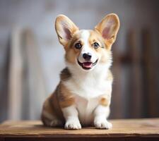 ai gerado ute cinzento e branco corgi cachorro foto