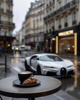 ai gerado rua cafeteria dentro Paris foto