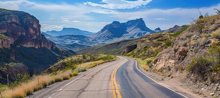 ai gerado cênico montanha estrada dentro texas foto