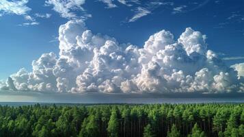 ai gerado ampla nuvem trava sobre floresta foto