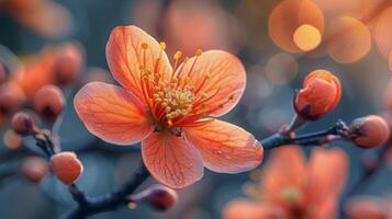 ai gerado fechar acima do uma flor em uma árvore ramo foto