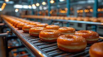 ai gerado transportador cinto preenchidas com envidraçado rosquinhas foto