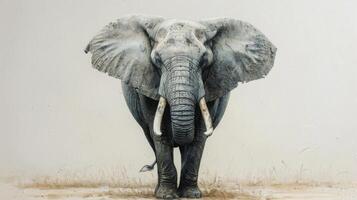ai gerado majestoso elefante pintura com presas foto