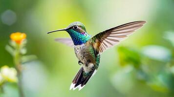 ai gerado beija-flores vibração seus asas e mosca belas. foto