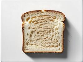 ai gerado uma fatia do pão em uma branco prato foto