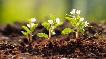 ai gerado jovem cereja mudas exibindo delicado e petite branco floresce foto