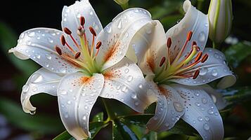 ai gerado lírio branco flor Flor decoração plantar papel de parede foto