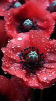 ai gerado papoula flor vermelho delicado florescendo flora foto