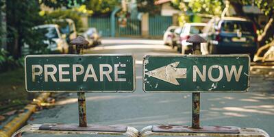 ai gerado encruzilhada do decisão. verde rua sinais apontando oposto instruções com preparar e agora foto