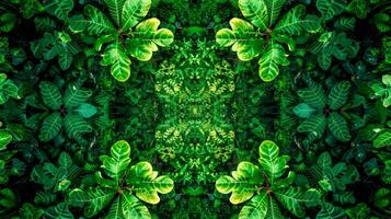 ai gerado simétrico verde folha padronizar fundo foto