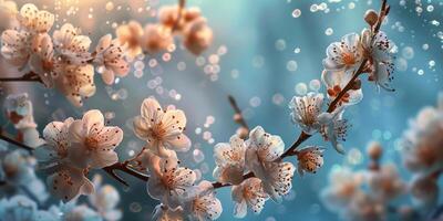 ai gerado grupo do flores suspensão em uma ramo foto