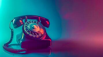 ai gerado vintage Telefone em vibrante gradiente fundo foto