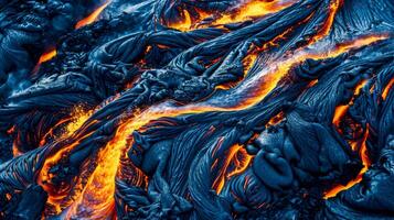 ai gerado lava fluxo texturas dentro vibrante laranja e azul foto