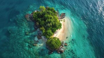 ai gerado aéreo Visão do tropical ilha dentro a oceano foto