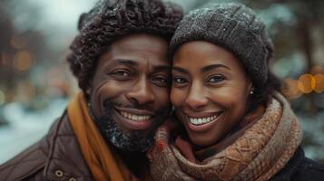 ai gerado sorridente homem e mulher juntos foto