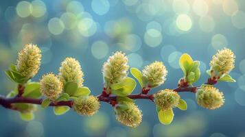 ai gerado ramo do árvore com amarelo flores foto