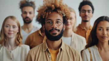 ai gerado grupo do pessoas em pé juntos foto