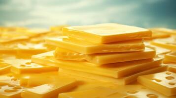ai gerado processado queijo fatias, conveniente laticínios produtos foto