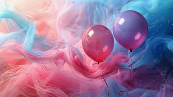 ai gerado grupo do colorida balões flutuando dentro a ar foto