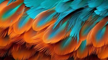 ai gerado uma colorida e detalhado fechar acima do uma pássaros penas e plumagem foto