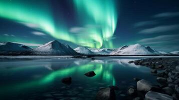 ai gerado norte luzes e controlo remoto glacial lago dentro natureza foto