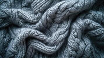 ai gerado tricotado lã tecido textura fundo foto