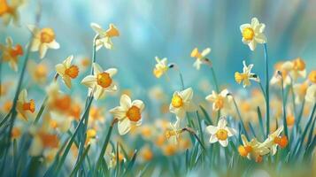 ai gerado amarelo narcisos flor dentro cedo Primavera. foto