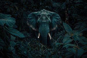 ai gerado elefante dentro a tropical floresta tropical. foto