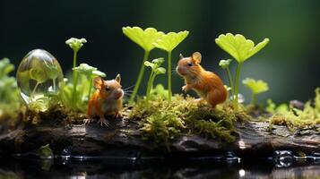 ai gerado minúsculo maravilhas popular macro tiros do miniatura natureza foto