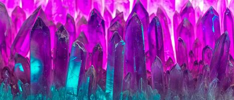 ai gerado uma deslumbrante exibição do ametista cristais com vibrante roxa matizes, criando uma hipnotizante e místico fundo foto