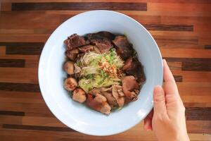 carne Macarrão, chinês Macarrão ou Macarrão sem sopa foto