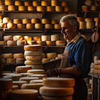 ai gerado italiano queijo criador com dele pilhas do fez foto