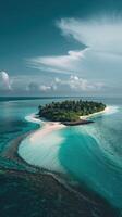 ai gerado aéreo Visão do uma lindo tropical ilha dentro a meio do a oceano foto