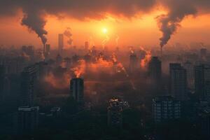 ai gerado ar poluição a partir de indústrias processo profissional fotografia foto
