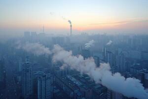ai gerado ar poluição a partir de indústrias processo profissional fotografia foto