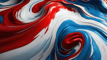 ai gerado líquido onda azul, vermelho e branco abstrato fundo foto