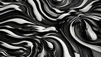 ai gerado líquido onda Preto e branco abstrato fundo foto