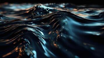 ai gerado realista Sombrio azul líquido ondas com profundo tons abstrato fundo foto