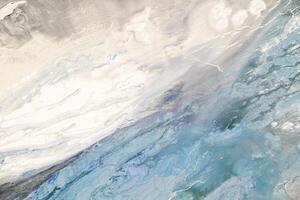 tela de pintura textura com uma pintado camada do gesso e pintura azul, branco, Preto abstrato fundo com rachaduras, arranhões e manchas. foto