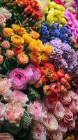 ai gerado ramalhete do fresco colorida flores em exibição foto