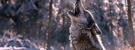 ai gerado Lobo uivando dentro natureza foto