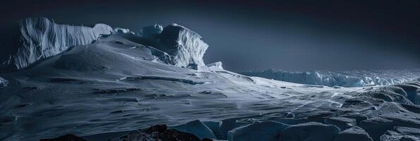 ai gerado Antártica geleira panorama às noite foto