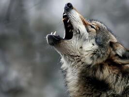 ai gerado Lobo uivando dentro natureza foto