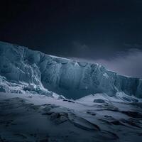 ai gerado Antártica geleira panorama às noite foto