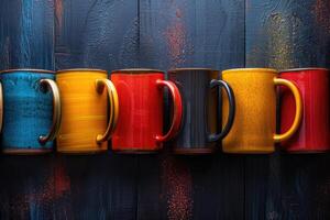 ai gerado colorida estampado cerâmico caneca profissional fotografia foto